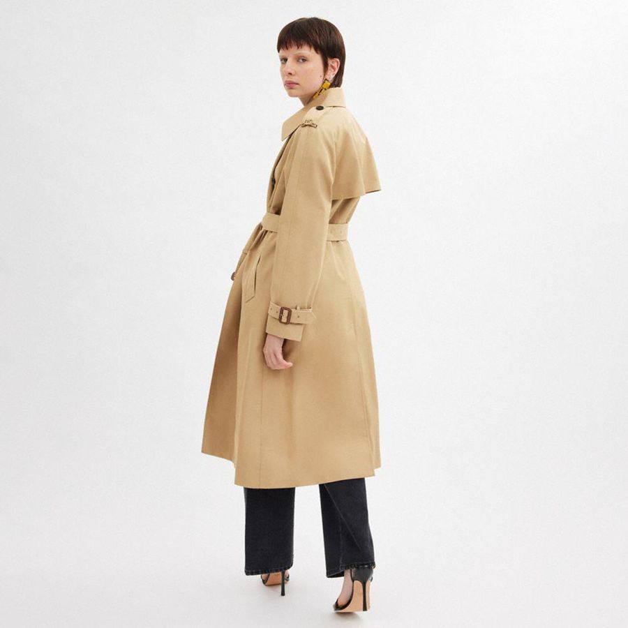 Casaco COACH Relaxed Trench Feminino Caqui | 59312MFEW