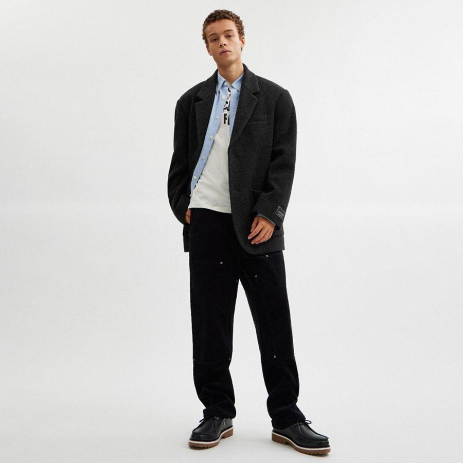 Casaco COACH Relaxed Wool Blazer Masculino Cinzentas | 98350MPOU