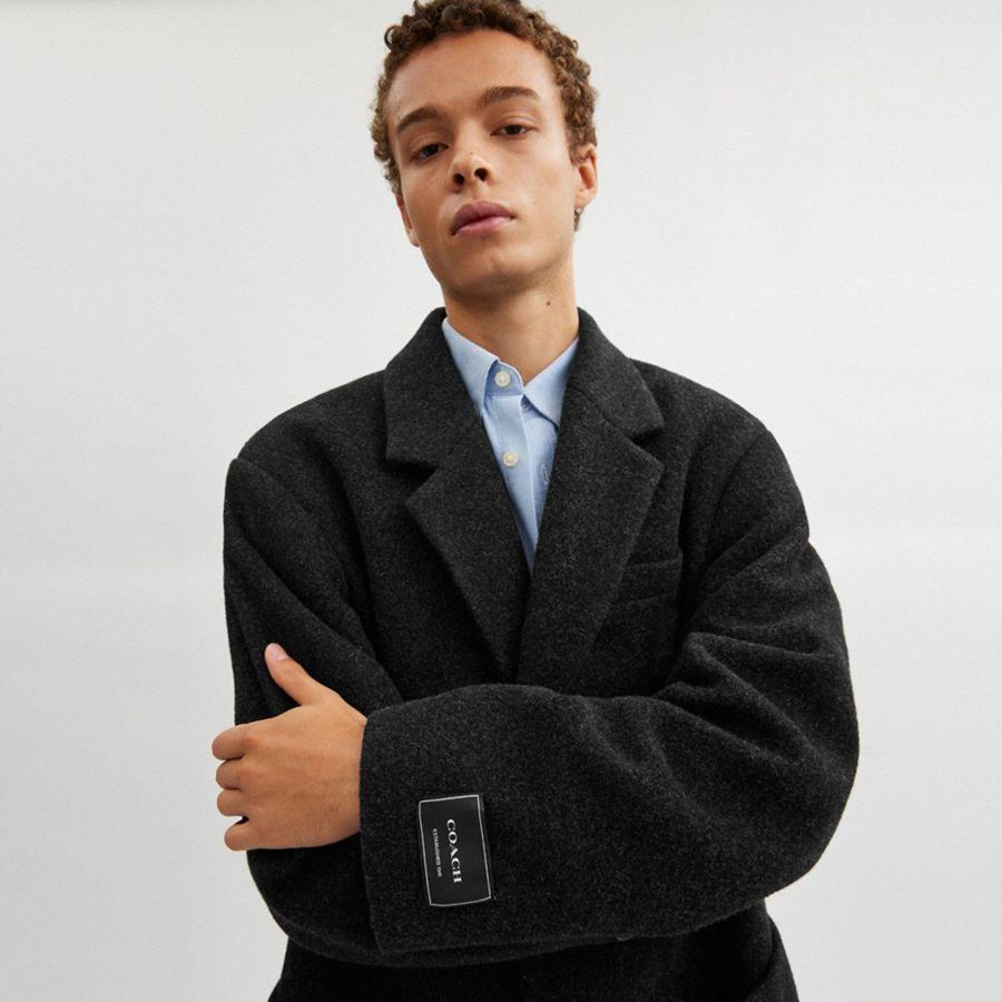 Casaco COACH Relaxed Wool Blazer Masculino Cinzentas | 98350MPOU