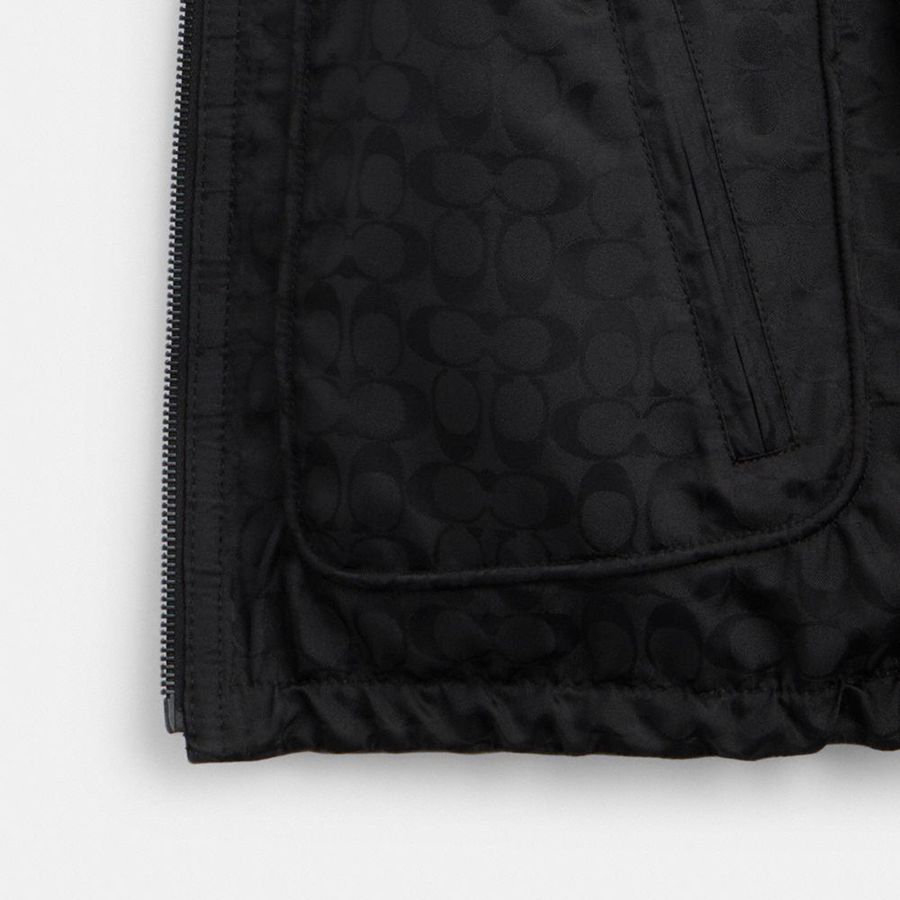 Casaco COACH Reversible Leather In Recycled Polyester Masculino Pretas | 60279IERW