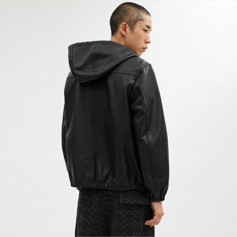 Casaco COACH Reversible Leather In Recycled Polyester Masculino Pretas | 60279IERW