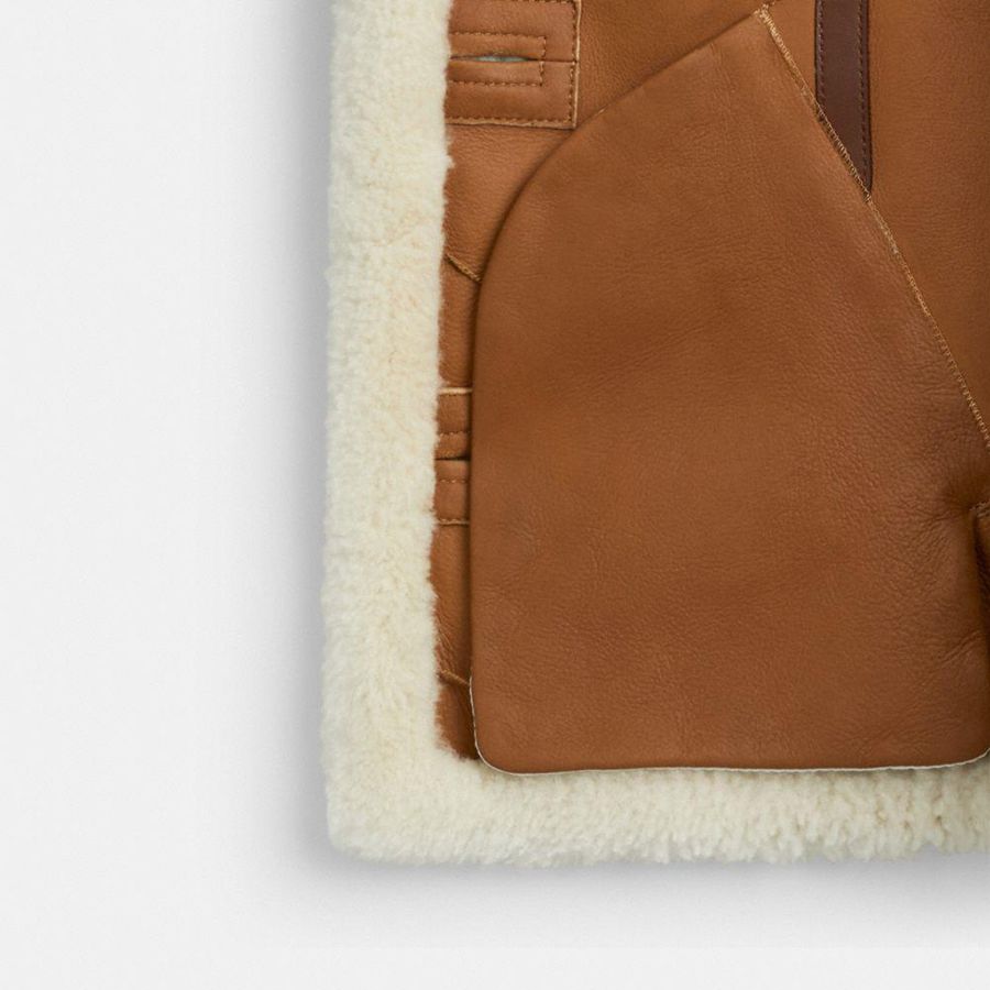 Casaco COACH Shearling Cardi Feminino Branco | 39476XEZM