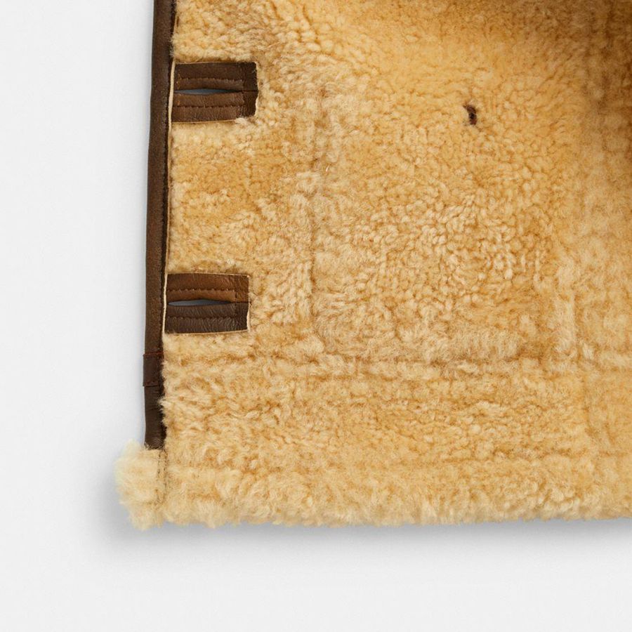 Casaco COACH Shearling Cardigan Feminino Marrom | 19258RDWL