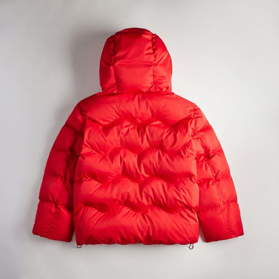 Casaco COACH Topia Loop Puffer Feminino Vermelhas | 87950HPBJ