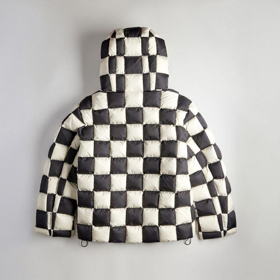 Casaco COACH Topia Loop Puffer With Checkerboard Quilting Feminino Pretas | 63145BOGW
