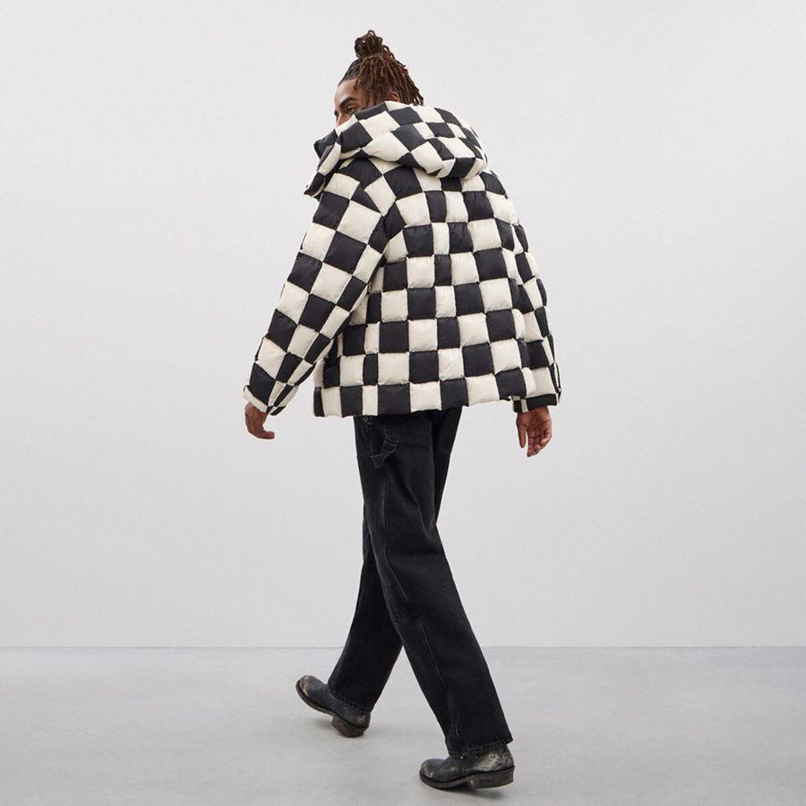 Casaco COACH Topia Loop Puffer With Checkerboard Quilting Feminino Pretas | 63145BOGW