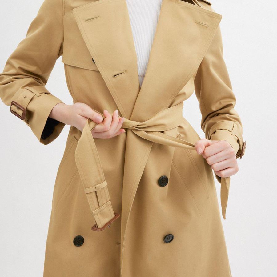 Casaco COACH Trench Feminino Caqui | 51820EKXJ