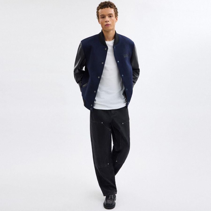 Casaco COACH Varsity Masculino Azul Marinho | 68190KVPA
