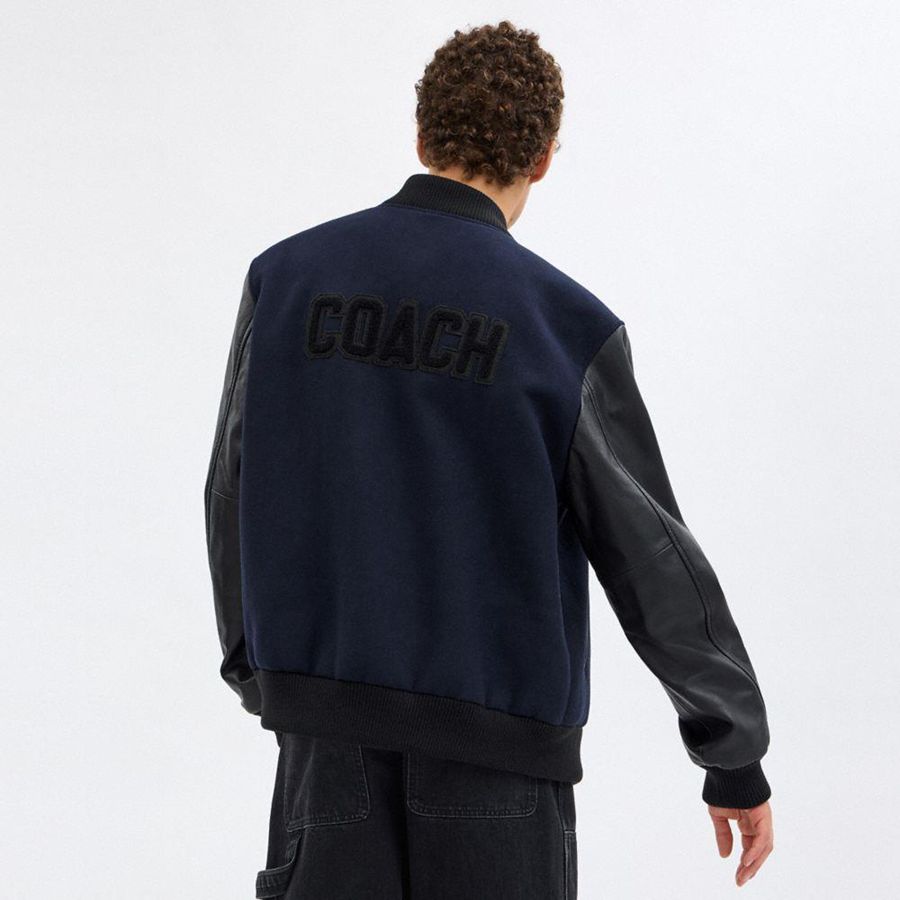 Casaco COACH Varsity Masculino Azul Marinho | 68190KVPA