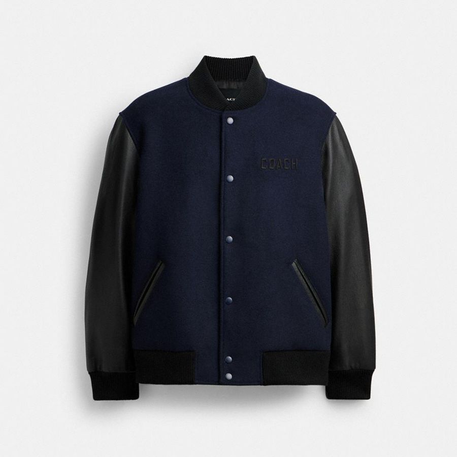 Casaco COACH Varsity Masculino Azul Marinho | 68190KVPA