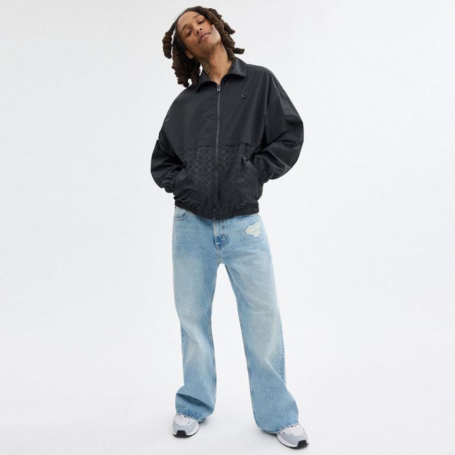 Casaco COACH Windbreaker Masculino Pretas | 10283JPXR
