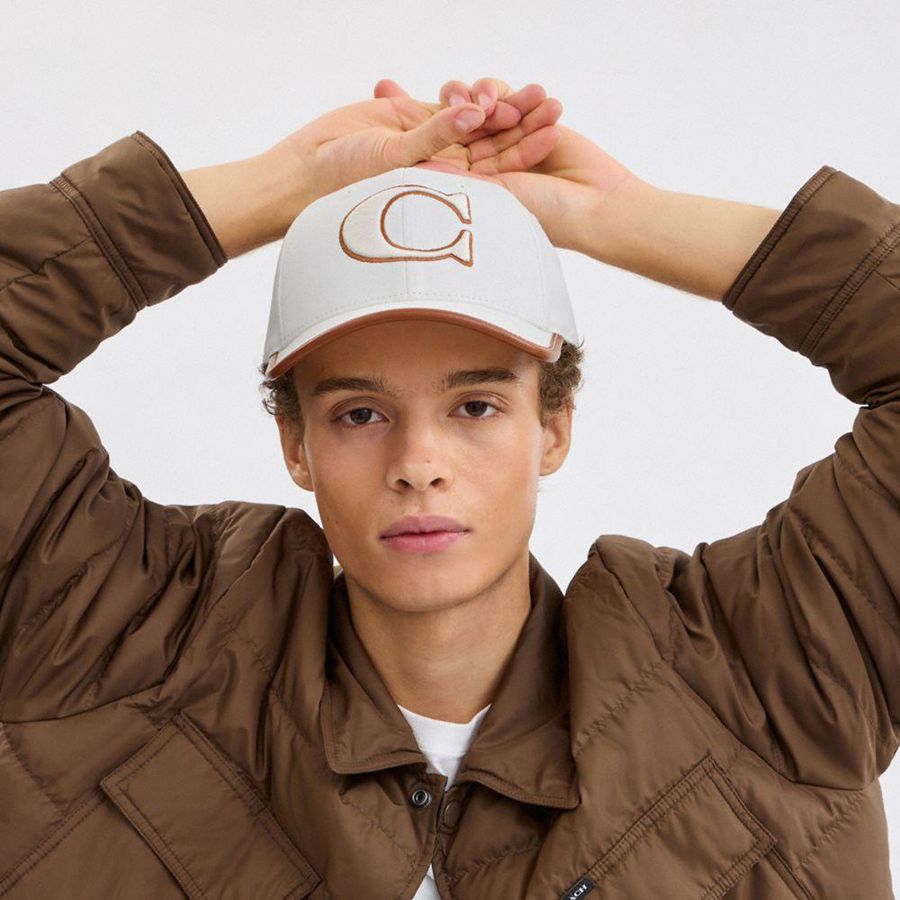 Chapéu COACH Baseball Masculino Branco | 30975BQHV