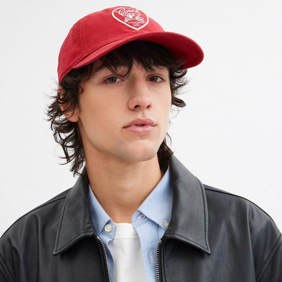Chapéu COACH Pegasus Print Baseball Masculino Vermelhas | 45071ZNKI