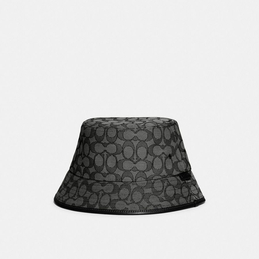 Chapéu COACH Signature Jacquard Bucket Masculino Cinzentas | 45983YBIV