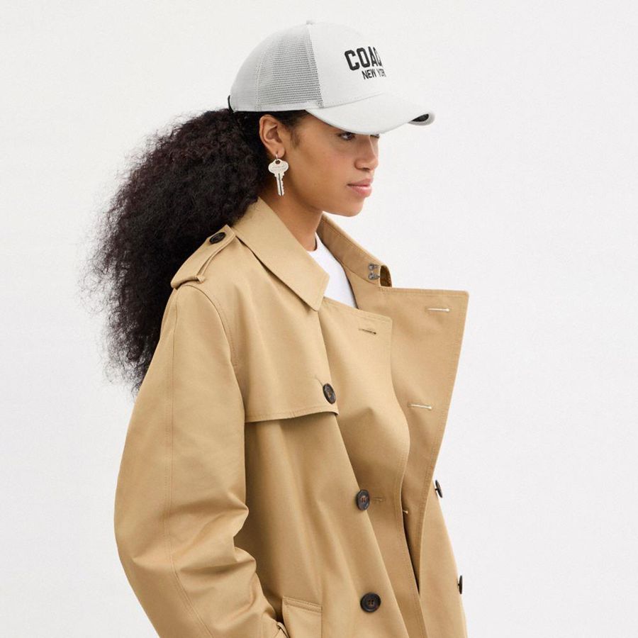 Chapéu COACH Trucker Feminino Branco | 12378DHAU