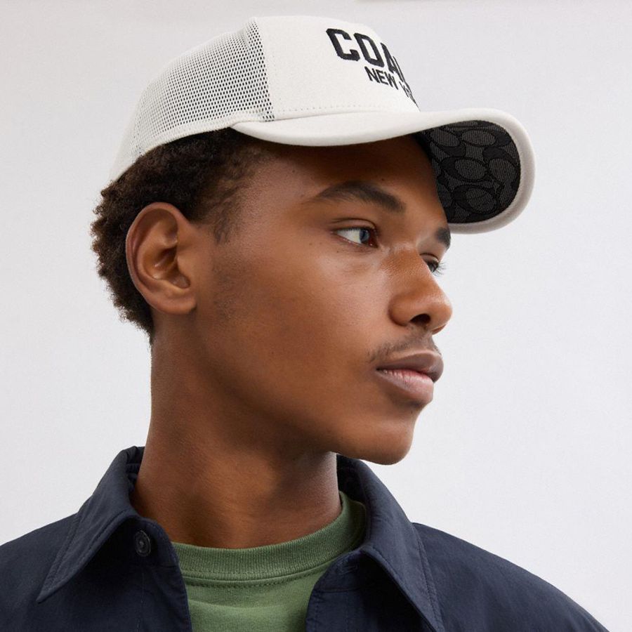 Chapéu COACH Trucker Masculino Branco | 97320DCVG