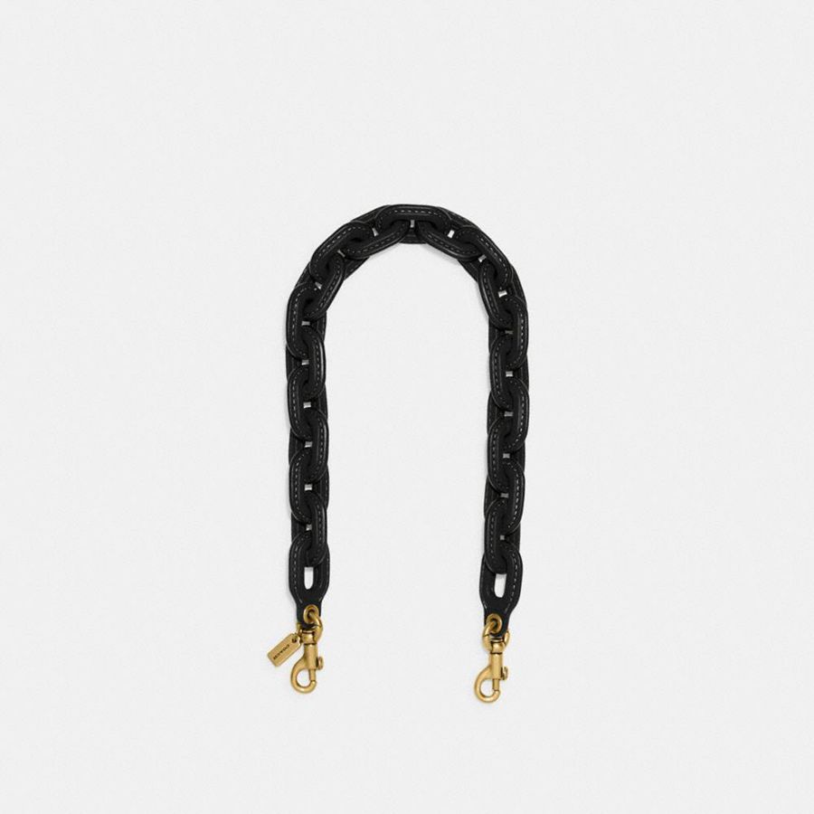 Charms COACH Leather Covered Short Chain Strap Feminino Pretas | 73298VJXM