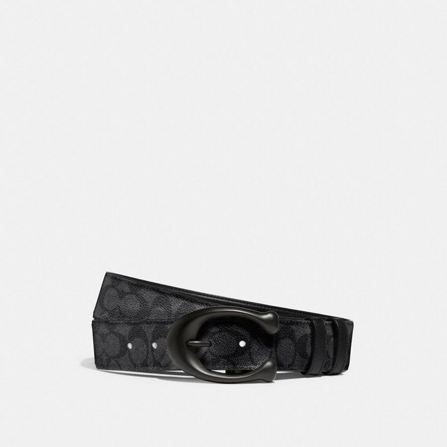 Cintos COACH Sculpted C Buckle Cut To Size Reversible, 40 Mm Masculino Pretas | 83290JVXT