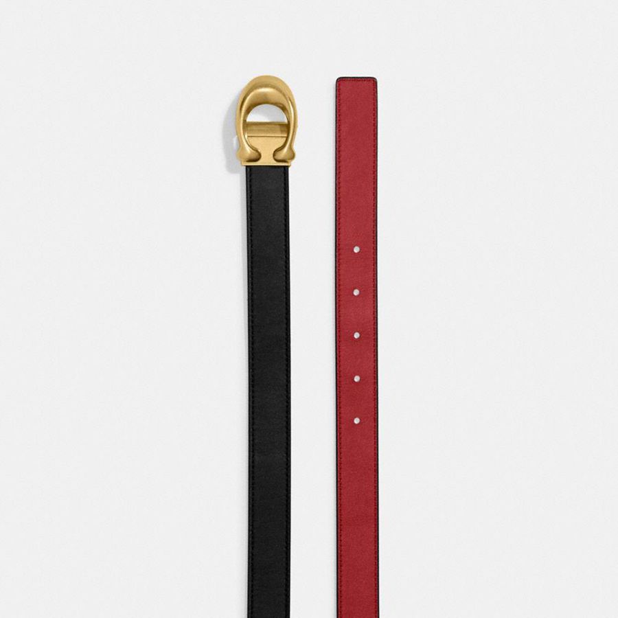 Cintos COACH Sculpted C Buckle Cut To Size Reversible, 25 Mm Feminino Pretas | 06457DHMX