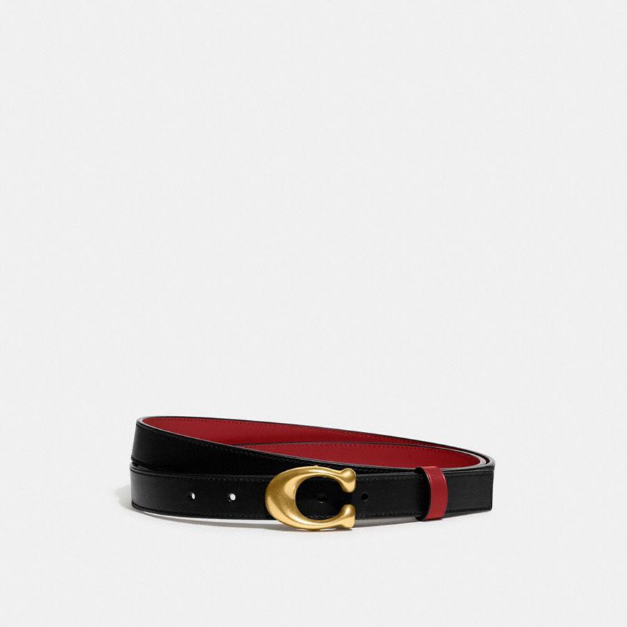 Cintos COACH Sculpted C Buckle Cut To Size Reversible, 25 Mm Feminino Pretas | 06457DHMX