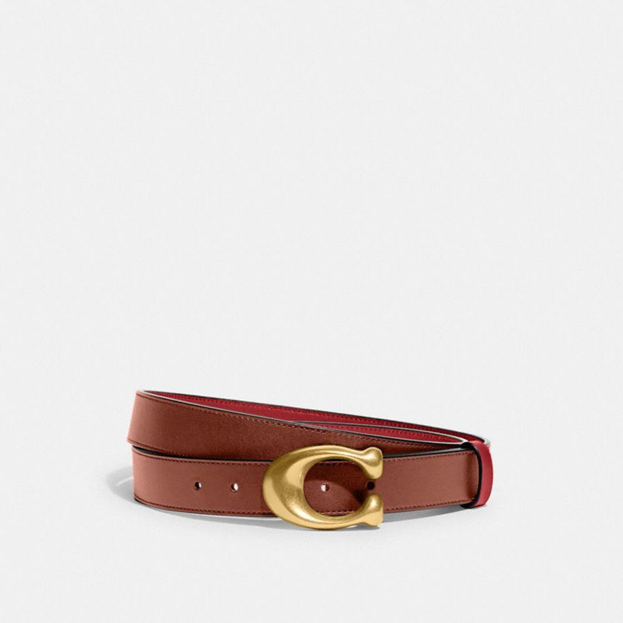 Cintos COACH Sculpted C Buckle Cut To Size Reversible, 32 Mm Feminino Marrom | 90538COPM