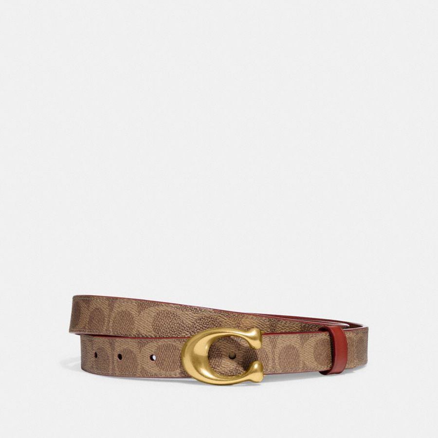Cintos COACH Sculpted C Buckle Cut To Size Reversible, 25 Mm Feminino Marrom | 81762GRES