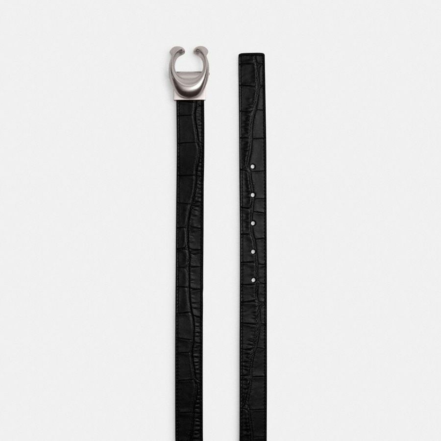 Cintos COACH Sculpted Signature Buckle Reversible, 25 Mm Feminino Pretas | 12503KJBY