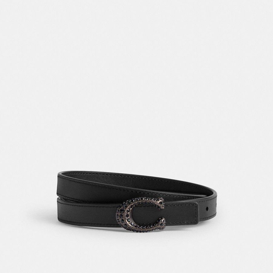 Cintos COACH Sculpted Signature Buckle Reversible, 20 Mm Feminino Pretas | 39147ZIFS