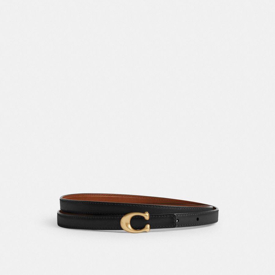 Cintos COACH Sculpted Signature Buckle Reversible, 13 Mm Feminino Pretas | 24079ARWE