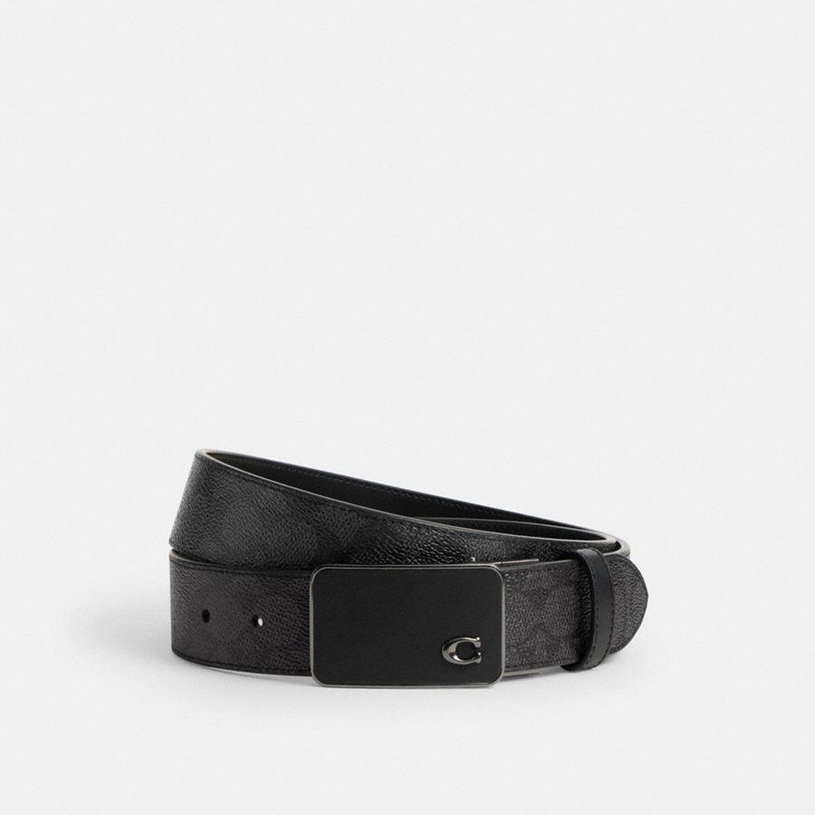 Cintos COACH Signature Plaque Buckle Cut To Size Reversible, 38 Mm Masculino Cinzentas | 93657RTZQ