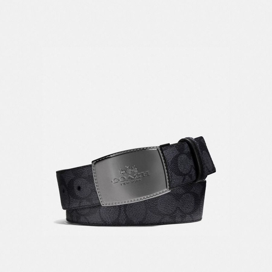Cintos COACH Stitched Plaque Buckle Cut To Size Reversible, 38 Mm Masculino Cinzentas | 68195NKRZ