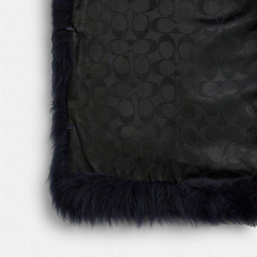 Colete COACH Fluffy Shearling Feminino Azuis | 39428ICUD