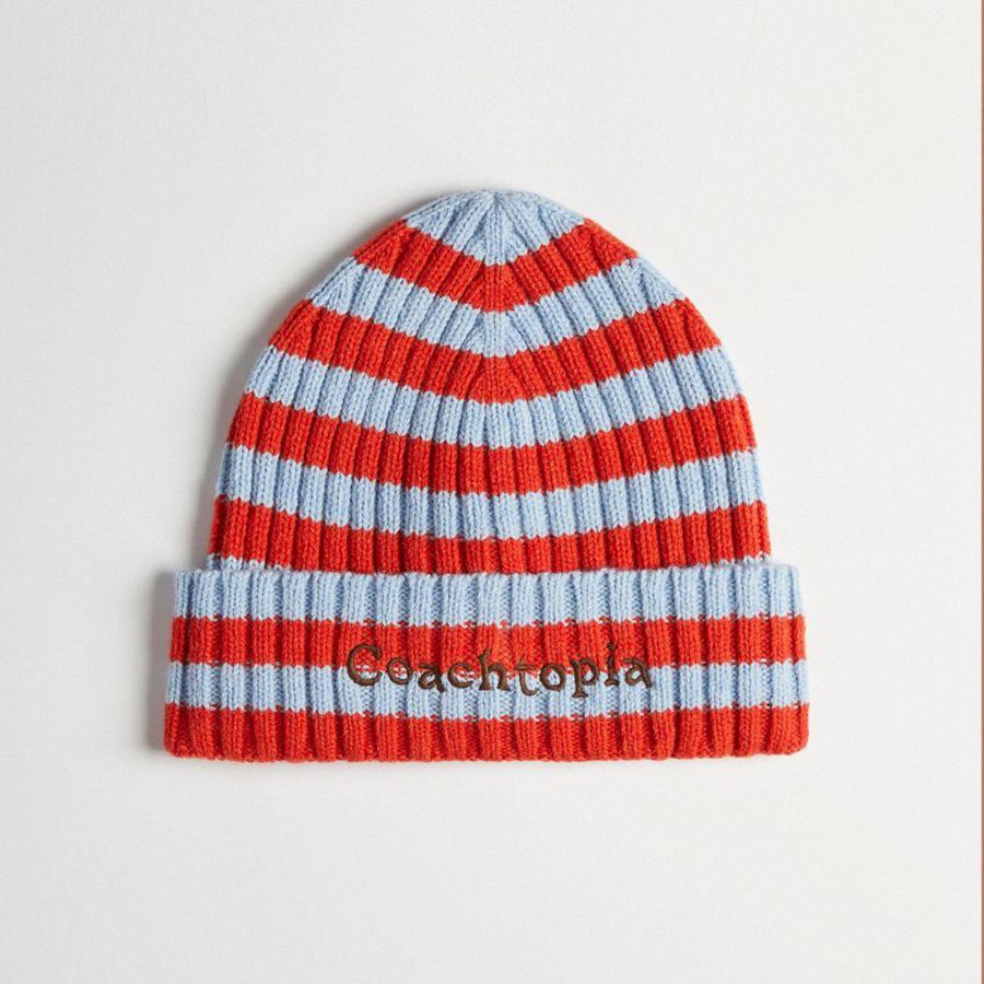 Gorro COACH Beanie With Stripe Pattern Masculino Vermelhas | 12697JMBG