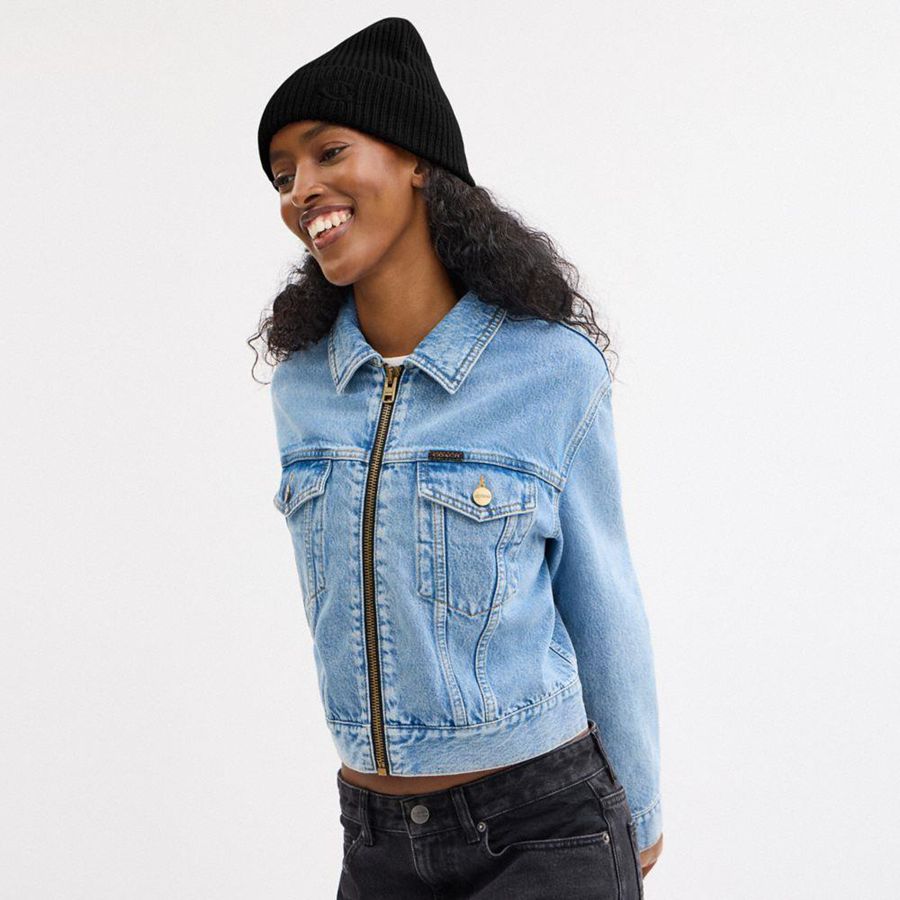 Gorro COACH Knit Feminino Pretas | 98624QKID