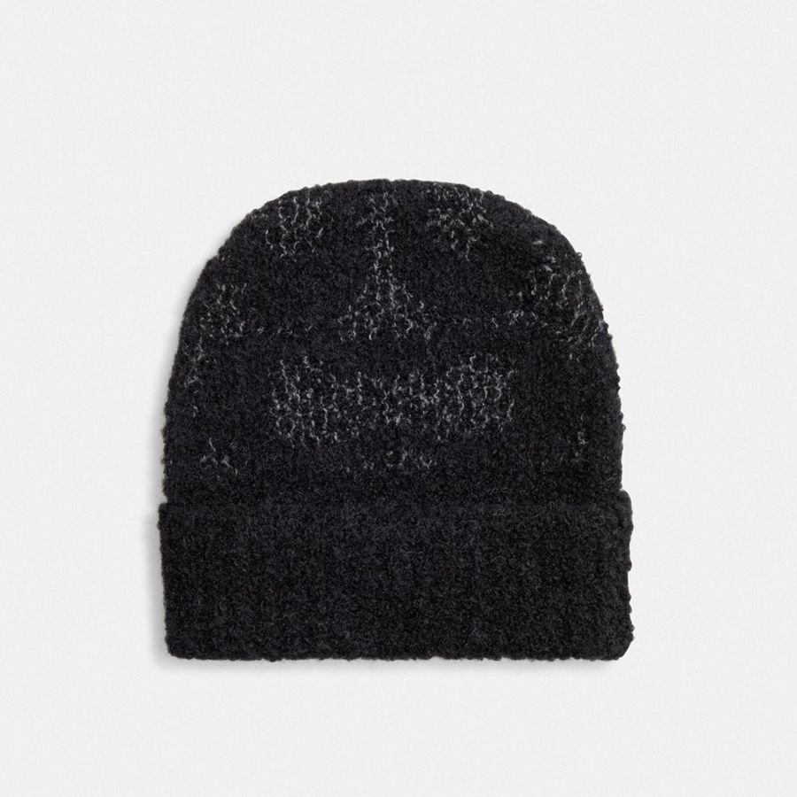 Gorro COACH Signature Knit Boucle Feminino Pretas | 84193NVRB