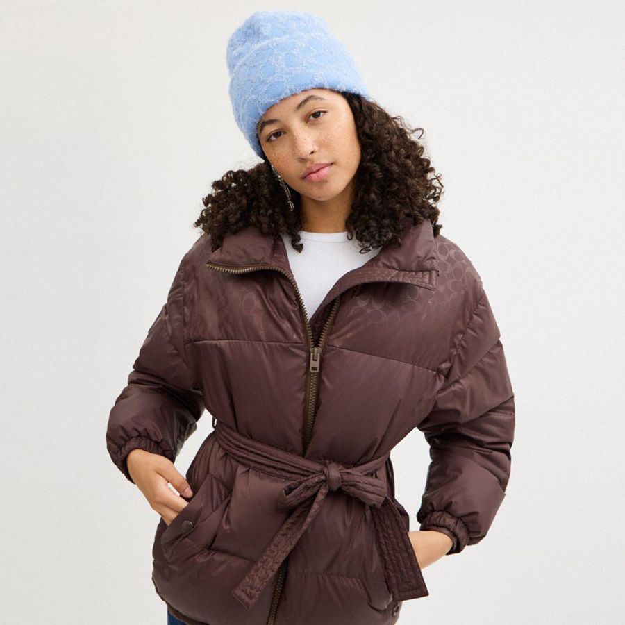 Gorro COACH Signature Metallic Feminino Azuis | 40863XECO