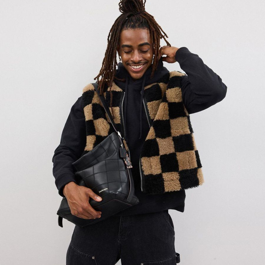 Hobo Bag COACH Alter/Ego In Checkerboard Upcrafted Leather Feminino Pretas | 76409VHQN