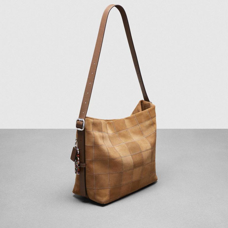 Hobo Bag COACH Alter/Ego In Suede Checkerboard Upcrafted Leather Feminino Amarelas | 02389EXMK