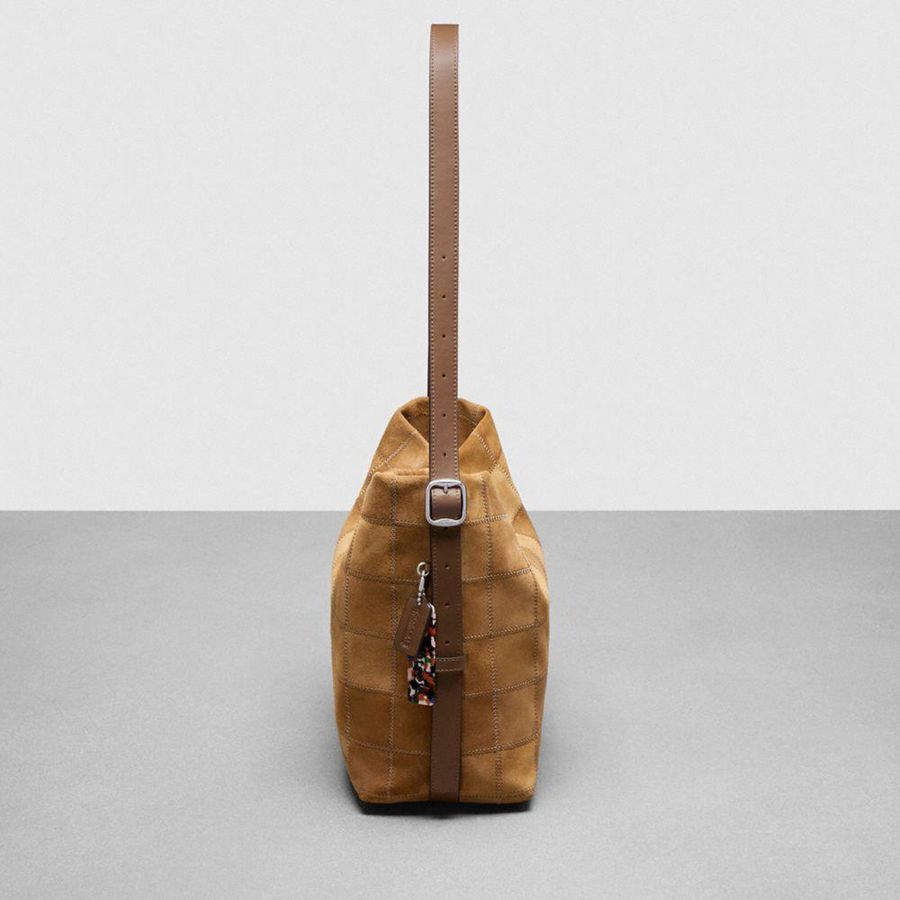 Hobo Bag COACH Alter/Ego In Suede Checkerboard Upcrafted Leather Feminino Amarelas | 02389EXMK