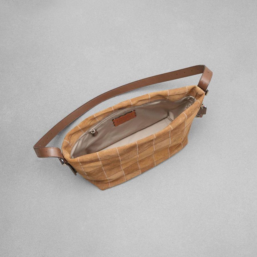 Hobo Bag COACH Alter/Ego In Suede Checkerboard Upcrafted Leather Feminino Amarelas | 02389EXMK