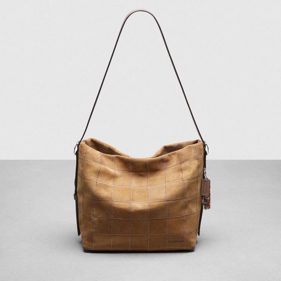 Hobo Bag COACH Alter/Ego In Suede Checkerboard Upcrafted Leather Feminino Amarelas | 02389EXMK