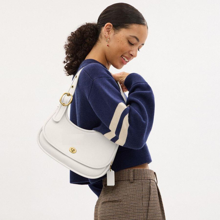 Hobo Bag COACH Cashin Carry Crescent Feminino Branco | 37298GYPK