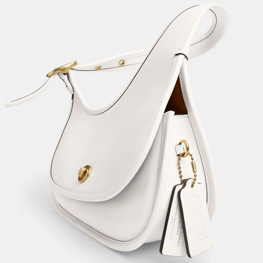 Hobo Bag COACH Cashin Carry Crescent Feminino Branco | 37298GYPK