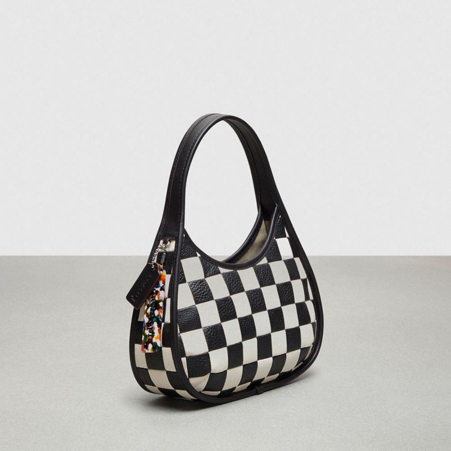 Hobo Bag COACH Ergo In Checkerboard Upcrafted Leather Feminino Pretas | 78051WLNI