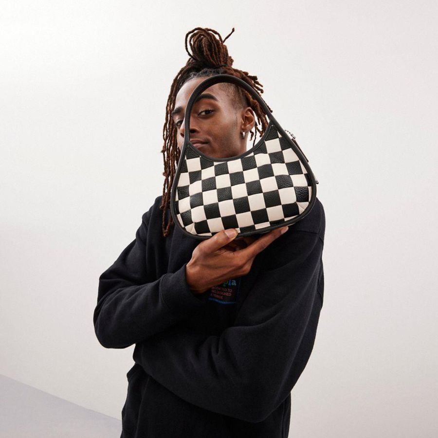 Hobo Bag COACH Ergo In Checkerboard Upcrafted Leather Feminino Pretas | 78051WLNI