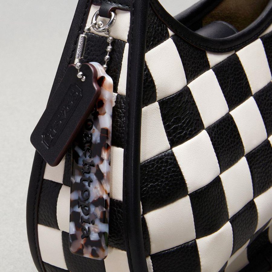 Hobo Bag COACH Ergo In Checkerboard Upcrafted Leather Feminino Pretas | 78051WLNI