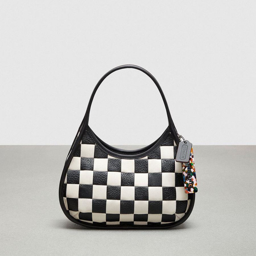 Hobo Bag COACH Ergo In Checkerboard Upcrafted Leather Feminino Pretas | 78051WLNI