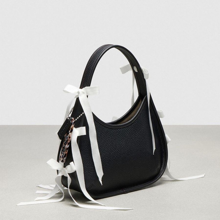 Hobo Bag COACH Ergo In Coachtopia Leather With Allover Bows Feminino Pretas | 91524XFZT