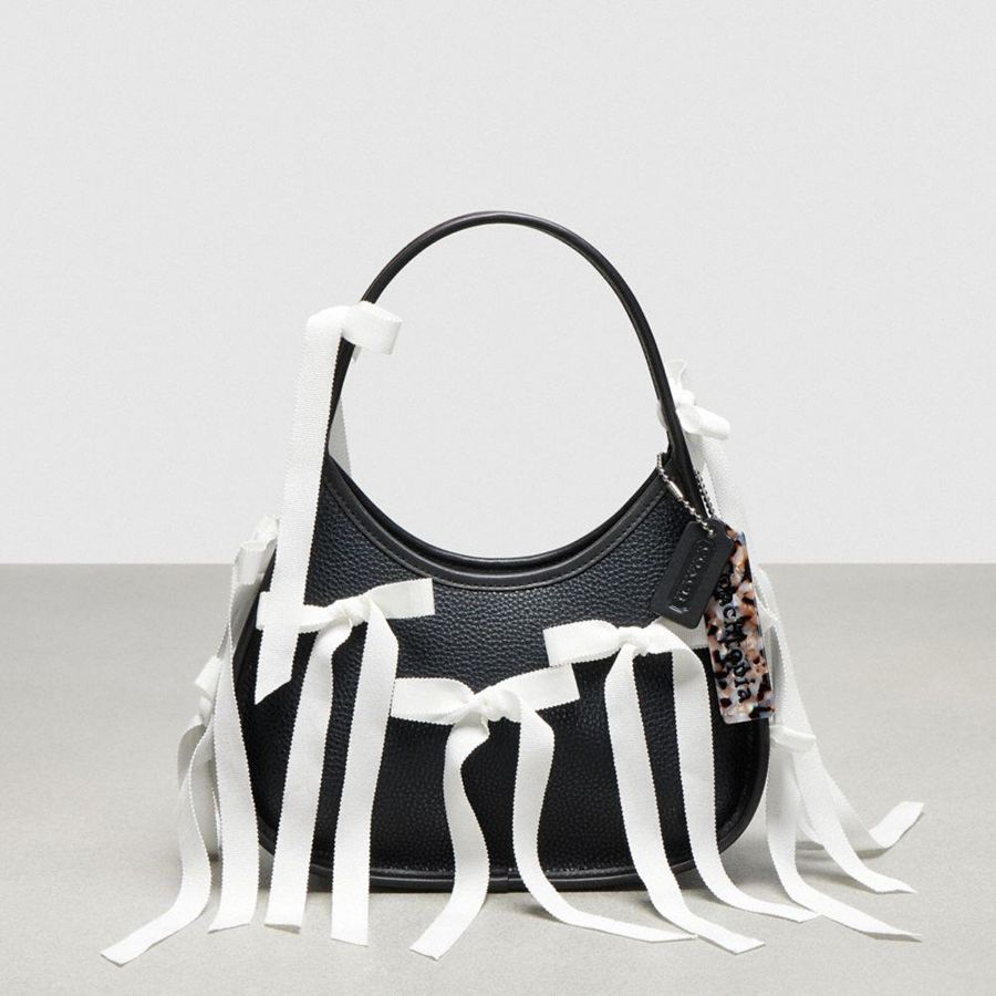 Hobo Bag COACH Ergo In Coachtopia Leather With Allover Bows Feminino Pretas | 91524XFZT