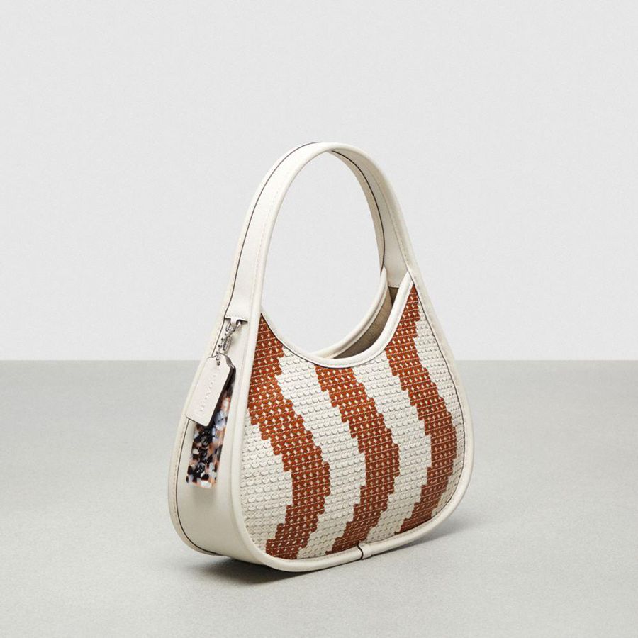 Hobo Bag COACH Ergo In Wavy Stripe Upcrafted Leather With Sequins Feminino Marrom | 85206UJVH